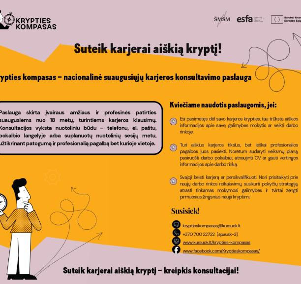 Nauja valstybės finansuojama paslauga „Krypties kompasas“